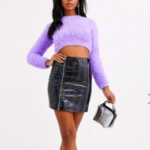 asos black holographic mini skirt